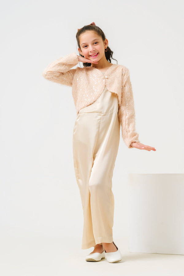 Chic Sparkle Ensemble Jumpsuit with Bolero Jacket