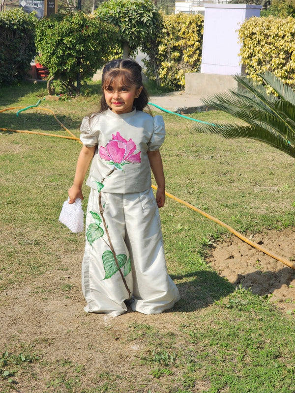 Girls Dove Grey Palazzo Set