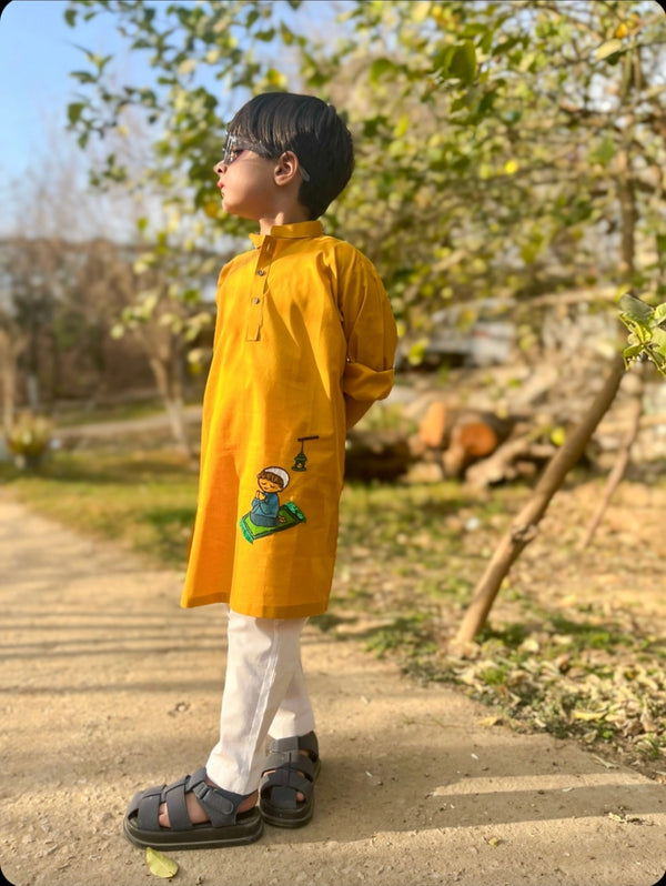 Boy Mustard Kurta